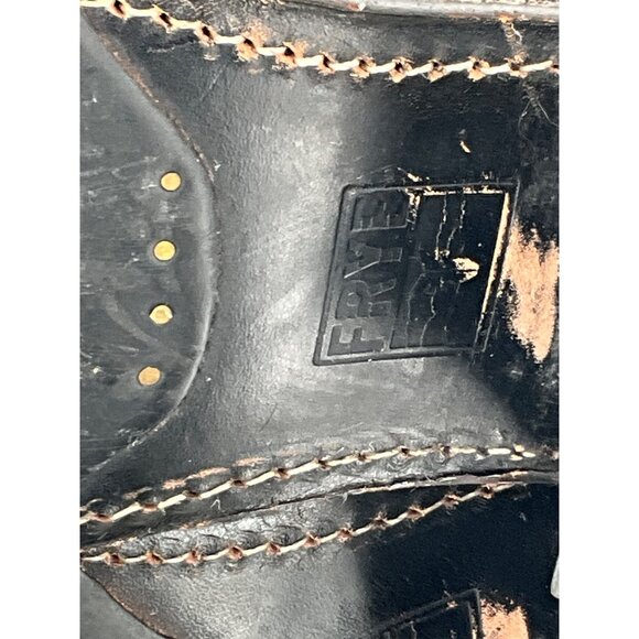 Frye Womens Black Leather Ankle Boots With Wooden Block Heel Size 7.5 - Picture 3 of 10